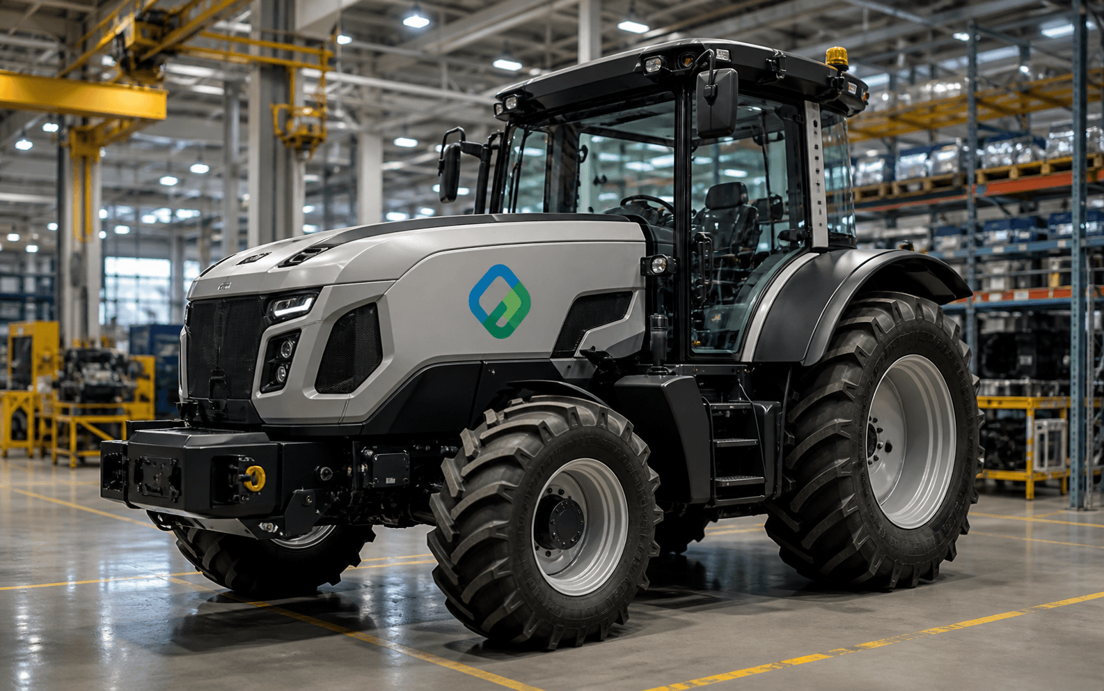 Industrial equipment on a manufacturing floor with the BottomLine icon on the machine